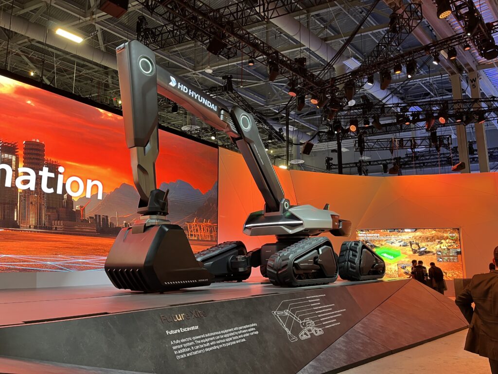 Picture of an autonomous earth mover at CES 2024